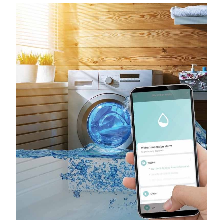 Viedais ūdens noplūdes sensors 3xAAA Wi-Fi Tuya