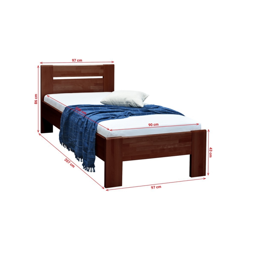 Vienvietīga gulta AMBER 90x200 cm tumšs valrieksts