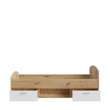 Vienvietīga gulta ar ietilpīgu uzglabāšanas nodalījumu URO 90x200 cm artisan ozols/balta