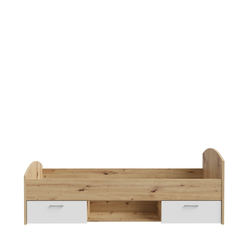 Vienvietīga gulta ar ietilpīgu uzglabāšanas nodalījumu URO 90x200 cm artisan ozols/balta