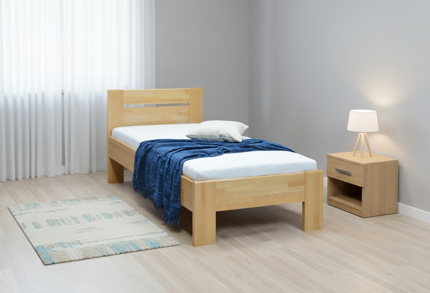 Vienvietīga masīvkoka gulta AMBER 90x200 cm, bērzs