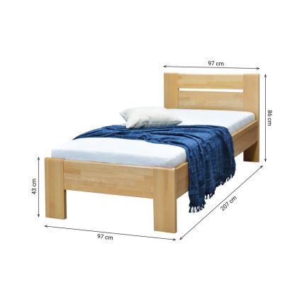 Vienvietīga masīvkoka gulta AMBER 90x200 cm, bērzs