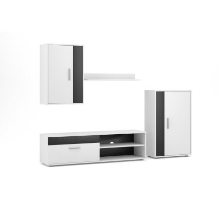 Viesistabas sienas sekcija BRICK, balta/melna