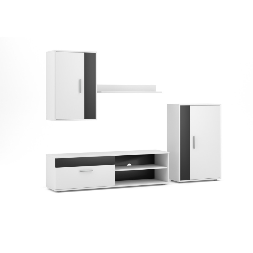 Viesistabas sienas sekcija BRICK, balta/melna