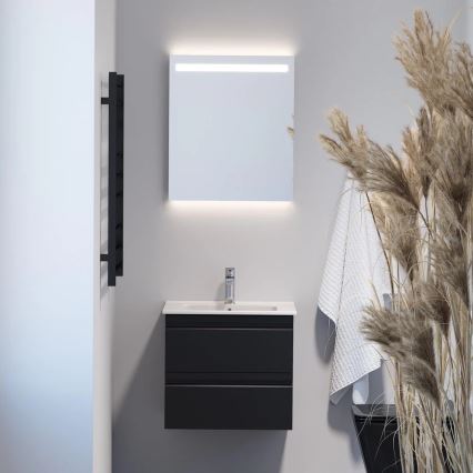 Vannas istabas skapis ar izlietni VIGO + LED sienas spogulis ar integrētu apgaismojumu LED/10W/230V IP44 melns