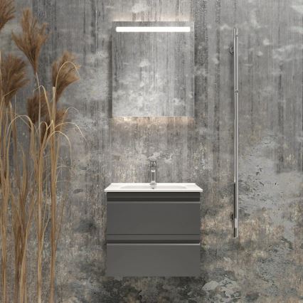 Vannas istabas skapītis ar izlietni VIGO + LED sienas spogulis ar iebūvētu apgaismojumu LED/10W/230V IP44 pelēks
