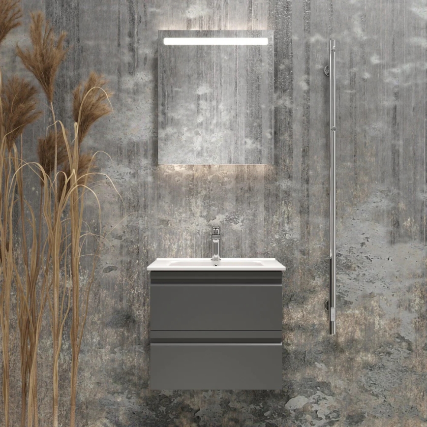 Vannas istabas skapītis ar izlietni VIGO + LED sienas spogulis ar iebūvētu apgaismojumu LED/10W/230V IP44 pelēks