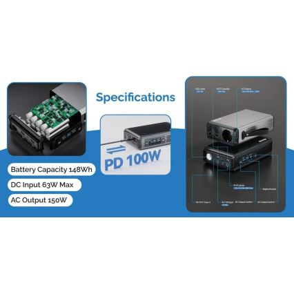 Viking - Akumulatora ģenerators ar LED displeju un Power Delivery, 10000 mAh