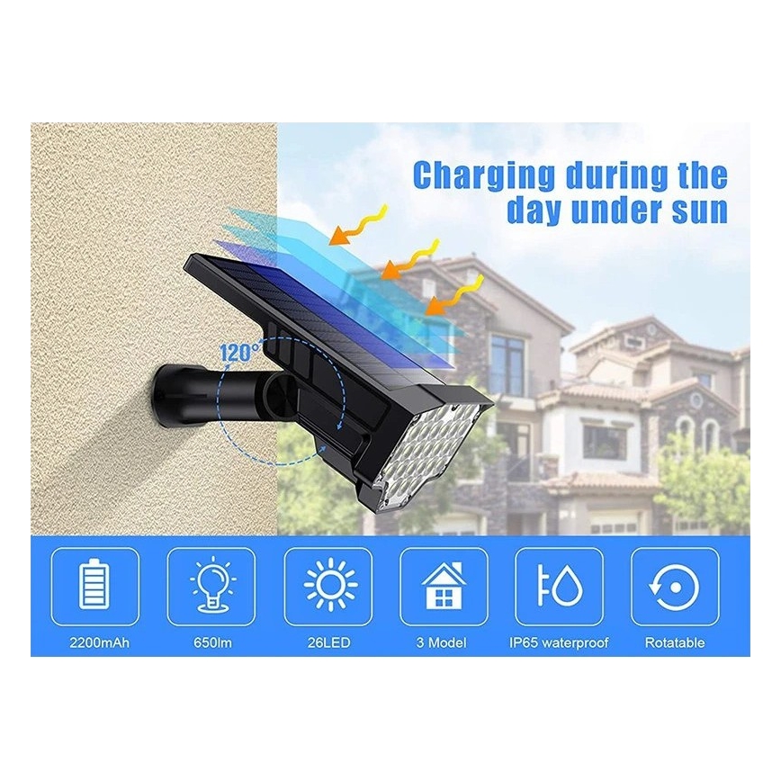 Viking - LED saules lampa LED/1W/3,7V IP65 6000K 2200 mAh