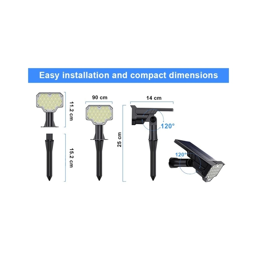 Viking - LED saules lampa LED/1W/3,7V IP65 6000K 2200 mAh