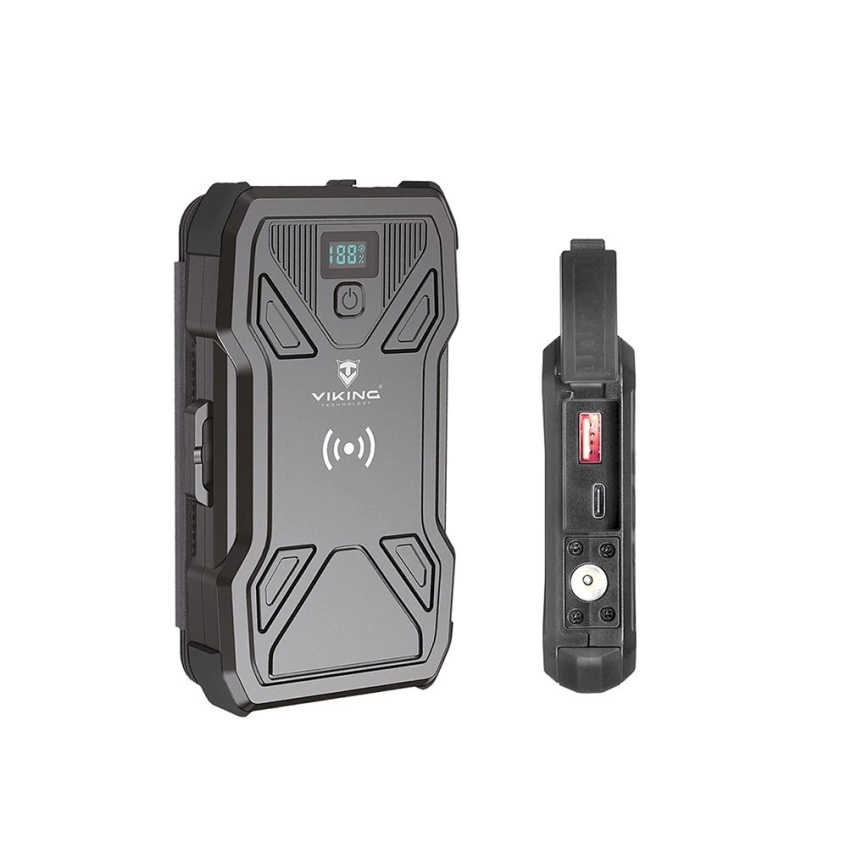Viking - portatīvais akumulators ar LED lukturi, bezvadu uzlādi un saules paneli Power Delivery 22,5W/10000 mAh