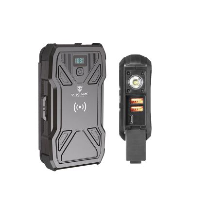 Viking - Powerbank ar iebūvētu LED lukturi, bezvadu uzlādi un saules paneli, Power Delivery 22,5 W / 20000 mAh
