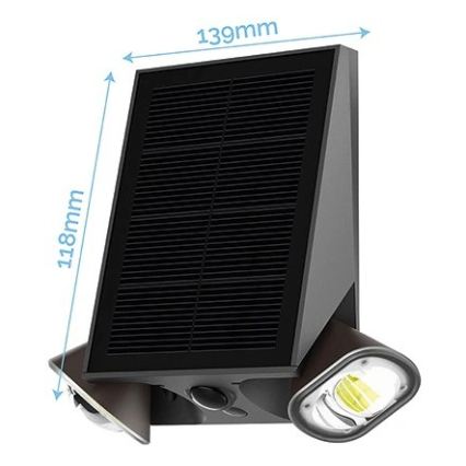 Viking - ar saules enerģiju darbināms, dimmējams LED sienas elastīgais gaismeklis ar sensoru LED/1,3W/3,7V IP44 4000K 2000 mAh