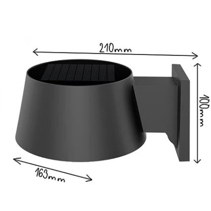 Viking - regulējams LED saules sienas gaismeklis ar sensoru LED/1W/3,7V IP44 4000K 2000 mAh