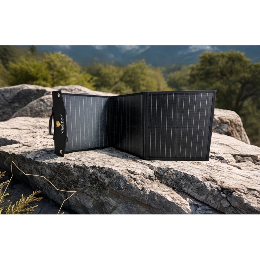 Viking - Saules panelis USB Power Delivery 60W/20V IPX4 melns