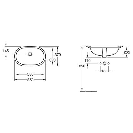 Villeroy & Boch 41625001 - Iebūvējamā izlietne O.NOVO 53x32 cm keramika/balta