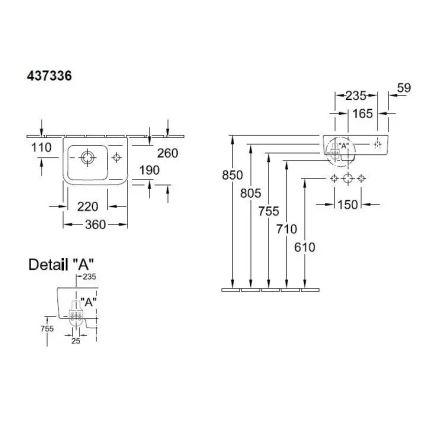 Villeroy & Boch 43733601 - Karājamā izlietne ARCHITECTURA 36x26 cm keramika/balta