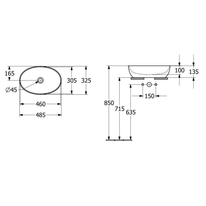 Villeroy & Boch 43884801 - Uz virsmas uzstādāma izlietne ARTIS 48x32,5 cm keramika/balta