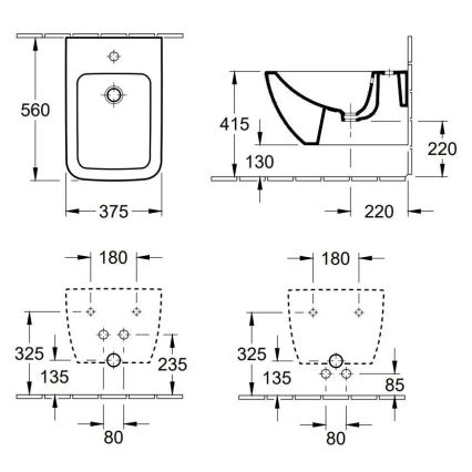 Villeroy & Boch 44110001 - Sienas piestiprināms bidē VENTICELLO keramika/balta