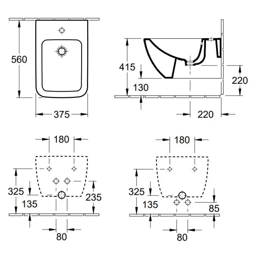 Villeroy & Boch 44110001 - Sienas piestiprināms bidē VENTICELLO keramika/balta