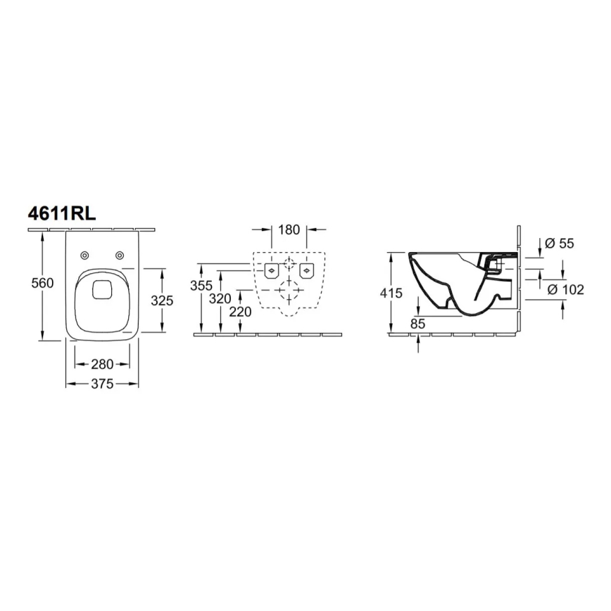 Villeroy & Boch 4611RLR1 - Piekaramais WC ar SoftClose sēdekli VENTICELLO keramika/balta