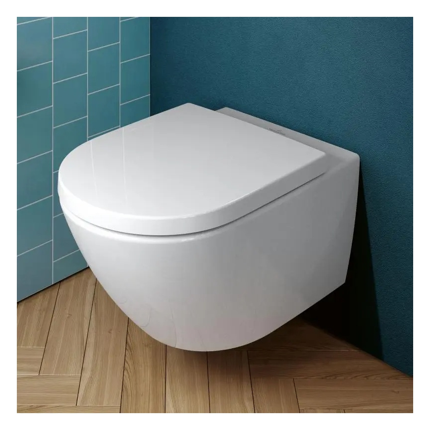 Villeroy & Boch 4670TSR1 - Sienas piestiprināms WC ar SoftClose sēdekli SUBWAY 3.0 keramika/balta