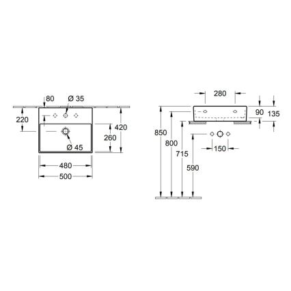Villeroy & Boch 4A225G01 - Sienas/virsmas uzstādāma izlietne MEMENTO 50x42cm keramika/balta