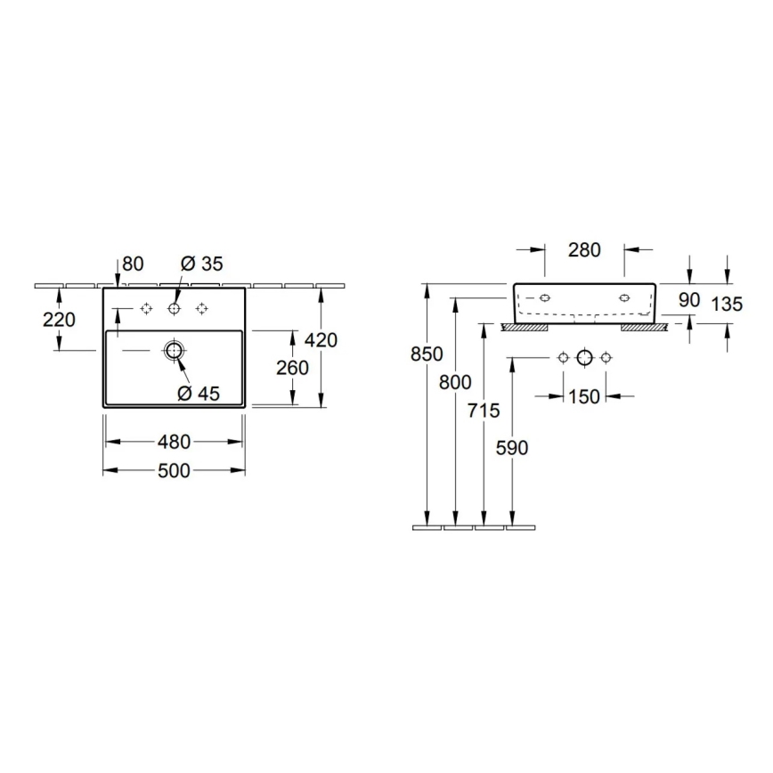 Villeroy & Boch 4A225G01 - Sienas/virsmas uzstādāma izlietne MEMENTO 50x42cm keramika/balta