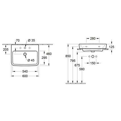 Villeroy & Boch 4A416G01 - Piekaramā izlietne O.NOVO 60x46 cm keramika/balta