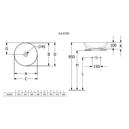 Villeroy & Boch 4A450001 - Uz virsmas montējama izlietne LOOP&FRIENDS Ø 38 cm keramika/balta