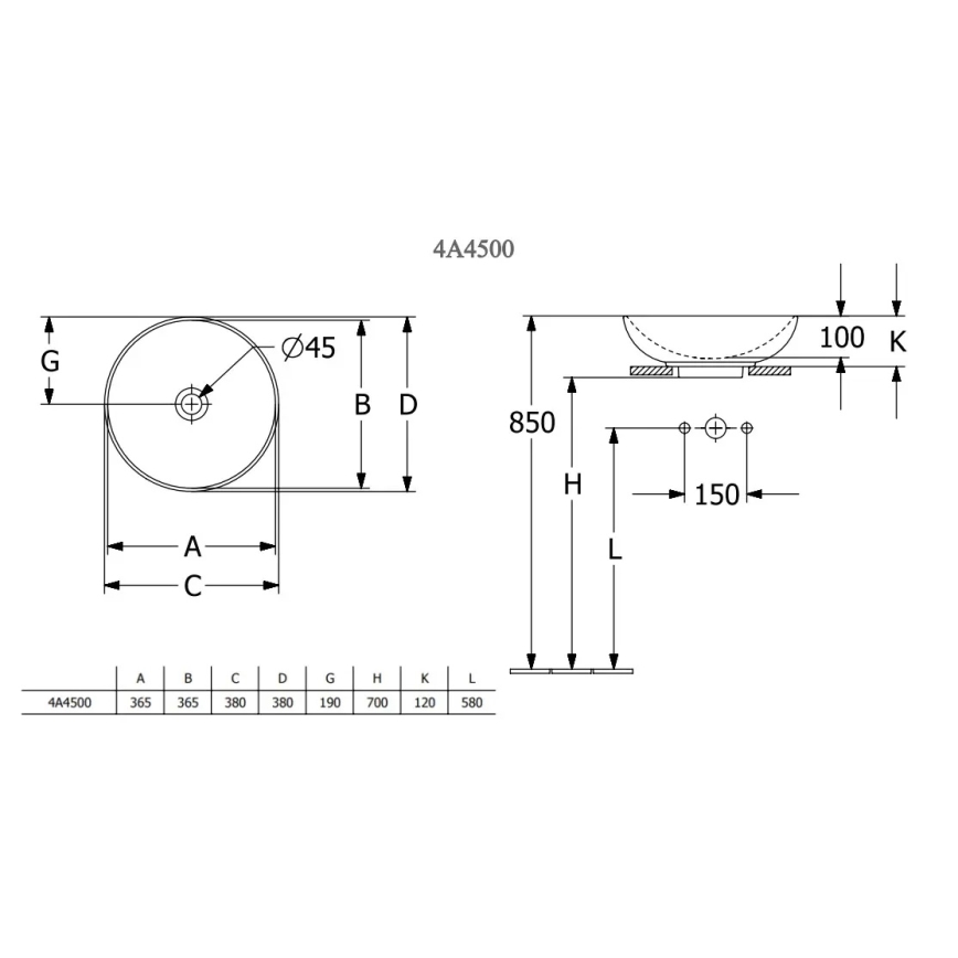 Villeroy & Boch 4A450001 - Uz virsmas montējama izlietne LOOP&FRIENDS Ø 38 cm keramika/balta