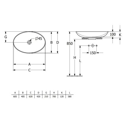 Villeroy & Boch 4A480001 - uz virsmas uzstādāma izlietne LOOP&FRIENDS 62x42 cm keramika/balta
