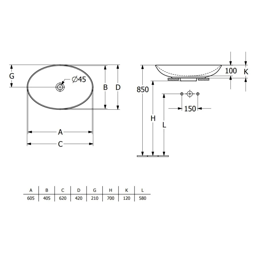 Villeroy & Boch 4A480001 - uz virsmas uzstādāma izlietne LOOP&FRIENDS 62x42 cm keramika/balta