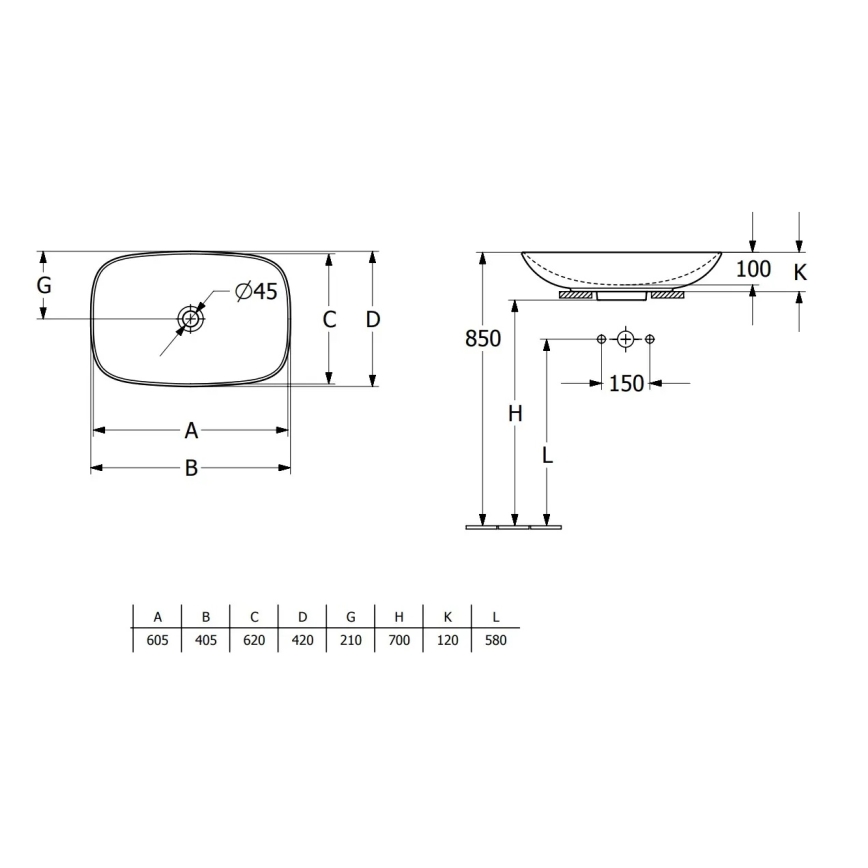Villeroy & Boch 4A500001 - Virsmas uzstādāma izlietne LOOP&FRIENDS 62x42 cm keramika/balta