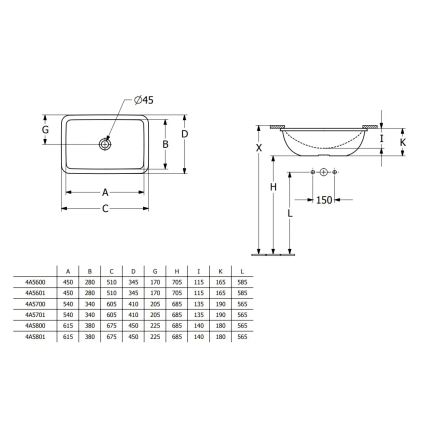 Villeroy & Boch 4A5601R1 - Iebūvējamā izlietne LOOP&FRIENDS 45x28 cm keramika/balta