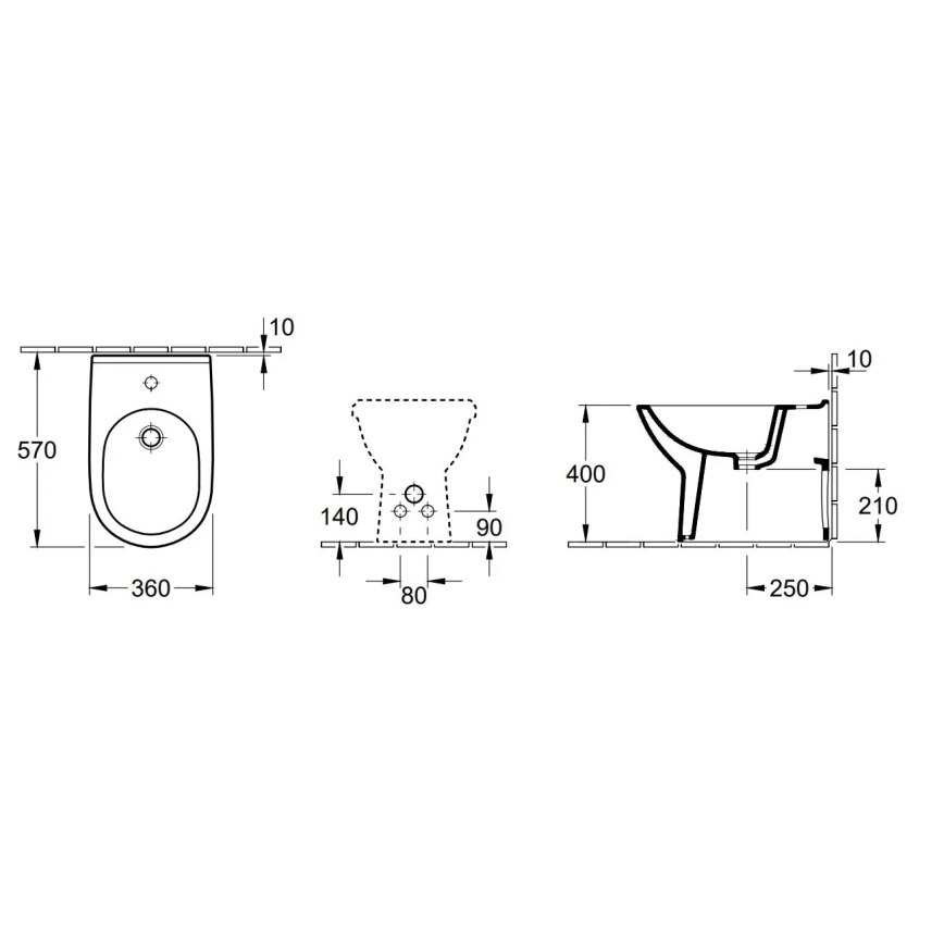 Villeroy & Boch 54610001 - Stāvošais bidets O.NOVO 57x36 cm keramika/balta