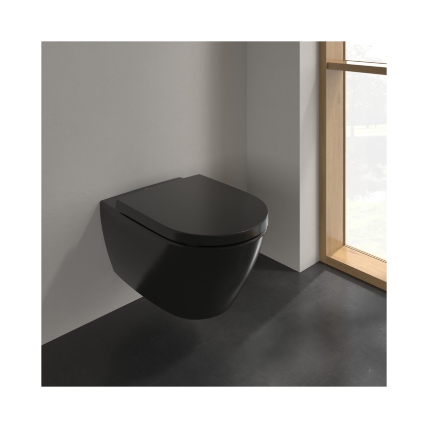 Villeroy & Boch 5614R0R7 - Sienas piestiprināmais tualetes pods SUBWAY keramika/melns