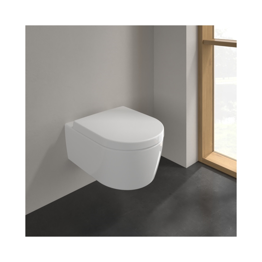 Villeroy & Boch 5656HRR1 - Sienas WC ar SoftClose vāku AVENTO, keramika/balta