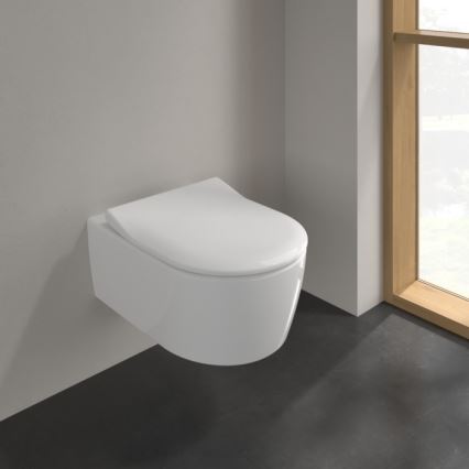 Villeroy & Boch 5656RS01 - Sienas WC ar SoftClose AVENTO sēdekli keramika/balta