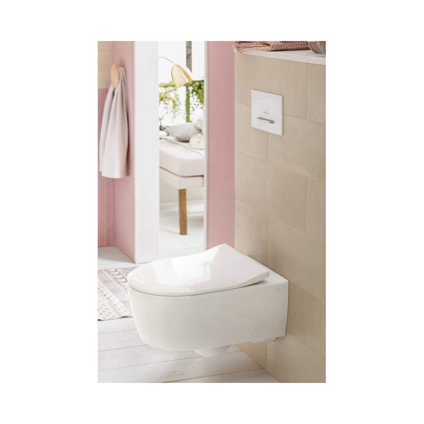 Villeroy & Boch 5656RS01 - Sienas WC ar SoftClose AVENTO sēdekli keramika/balta