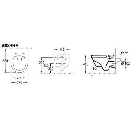 Villeroy & Boch 5684HRR1 - sienas WC ar SoftClose sēdekli ARCHITECTURA keramika/balta