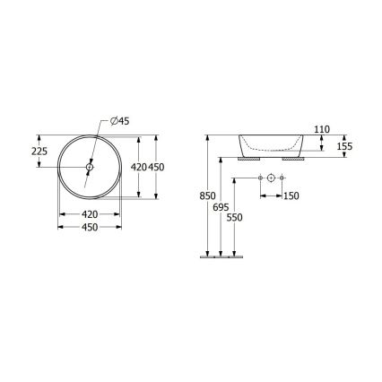 Villeroy & Boch 5A254501 - Uz virsmas uzstādāma izlietne ARCHITECTURA Ø 45 cm keramika/balta