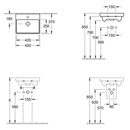 Villeroy & Boch 73584501 - Karājamā izlietne AVENTO 45x37 cm keramika/balta