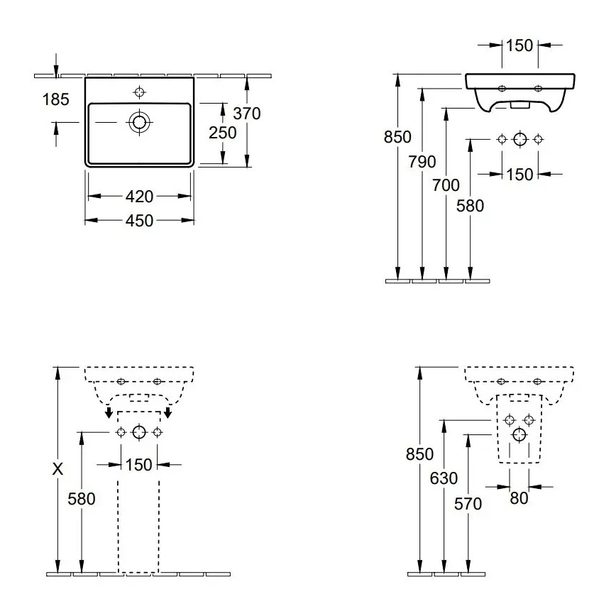 Villeroy & Boch 73584501 - Karājamā izlietne AVENTO 45x37 cm keramika/balta