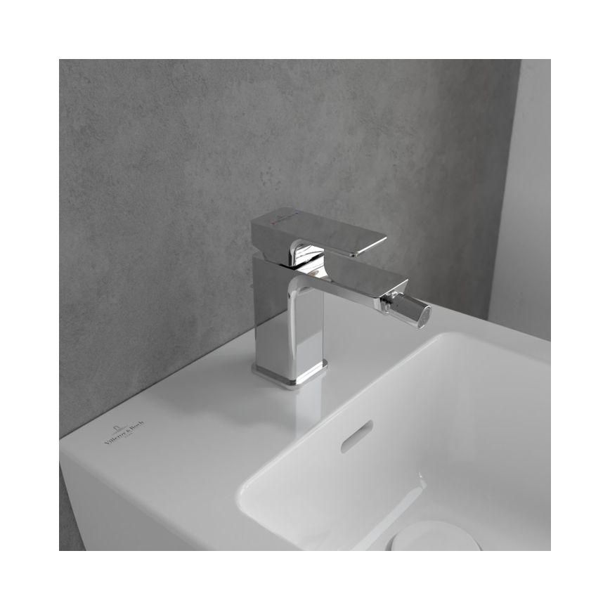 Villeroy & Boch TVB11200100061 - Bidē jaucējkrāns + uzspiežamais noteces aizbīdnis SUBWAY 3.0 spīdīgs hroms