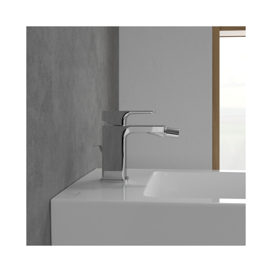 Villeroy & Boch TVB11200100061 - Bidē jaucējkrāns + uzspiežamais noteces aizbīdnis SUBWAY 3.0 spīdīgs hroms