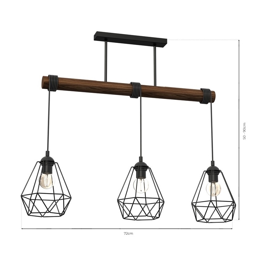 Virsapmetuma lustra ACERO 3xE27/60W/230V