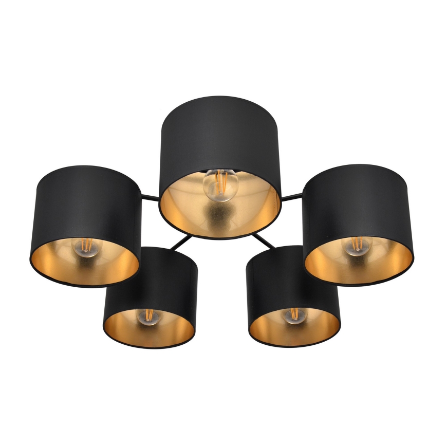 Virsapmetuma lustra ALBA 5xE27/15W/230V melna/zelta