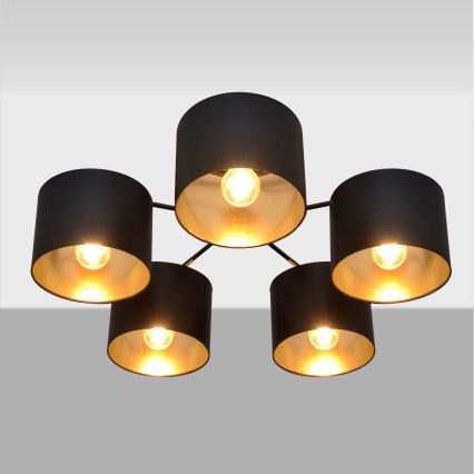 Virsapmetuma lustra ALBA 5xE27/15W/230V melna/zelta