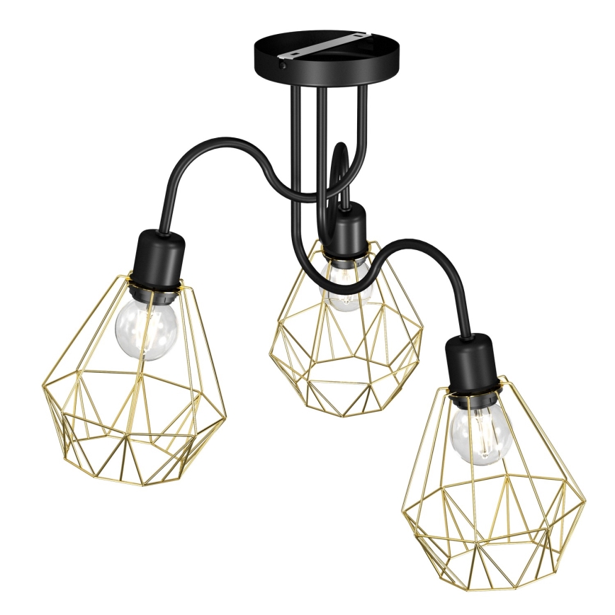 Virsapmetuma lustra BERGEN 3xE27/60W/230V melna/zelta